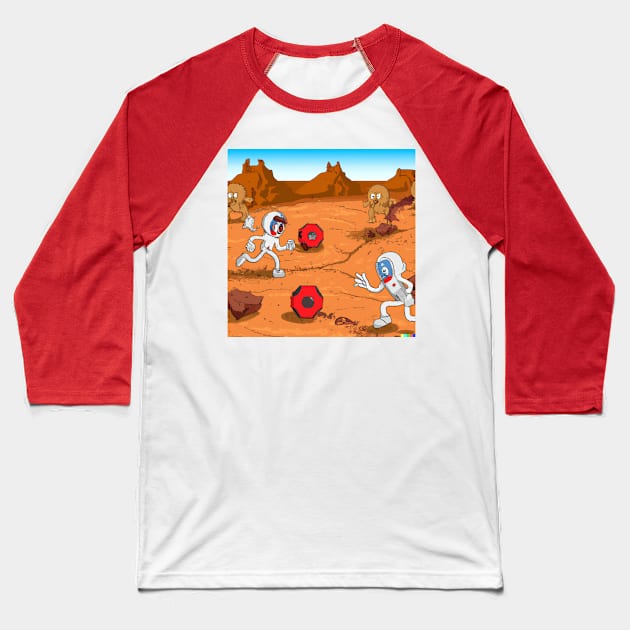 Astronauts playing football on Mars Baseball T-Shirt by Best.Gifts.Gabriel